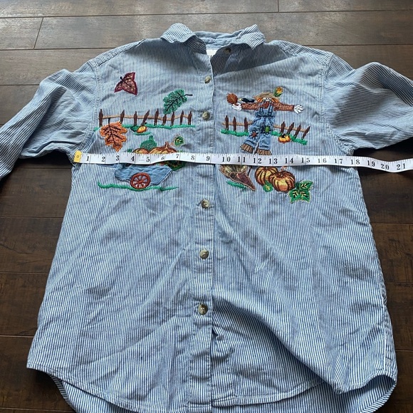 Casey & Max Whimsical Fall Embroidered Buttton up - Picture 6 of 12